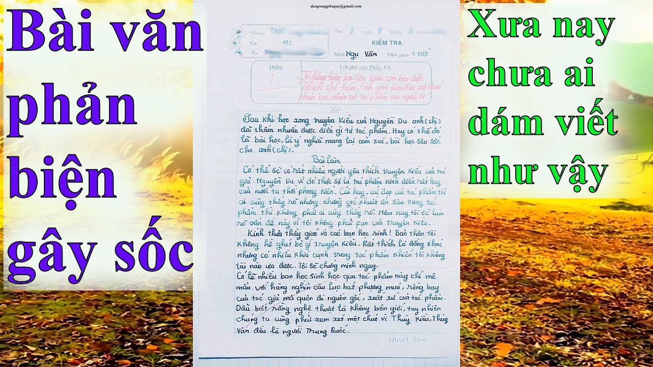 Bài văn cực hay nhưng động trời vì xưa nay không ai viết như vậy #185