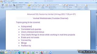 SQL Advanced Queries sesssion