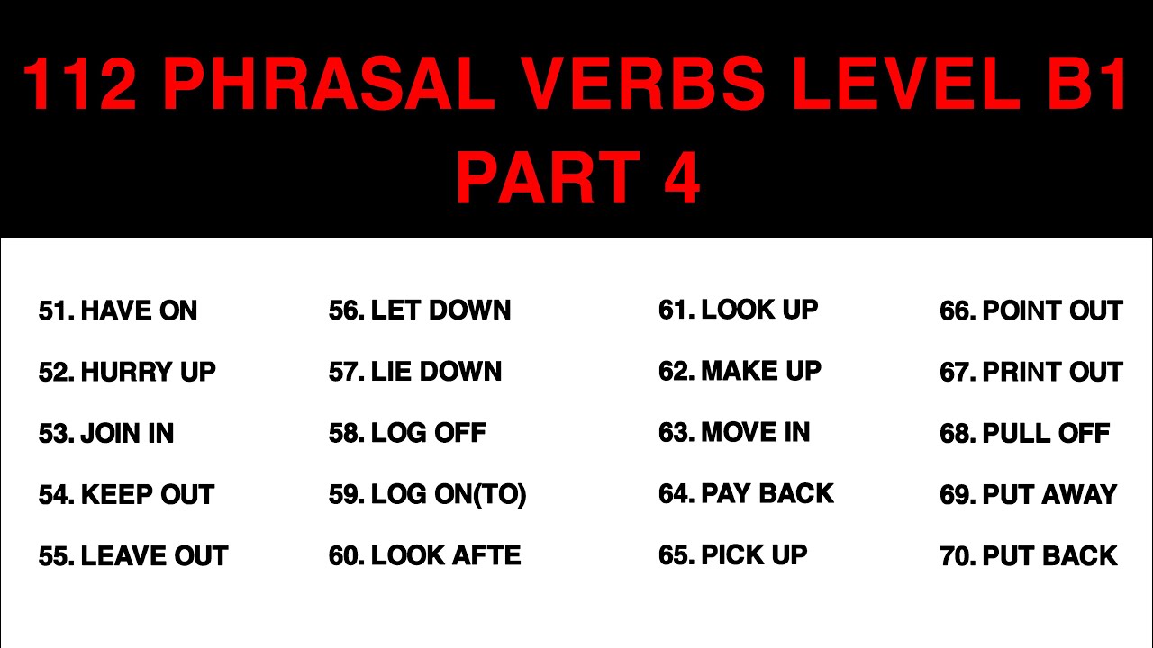 112 PHRASAL VERBS | LEVEL B1 | PART4 | NGHE LẶP LẠI NHIỀU LẦN. - YouTube