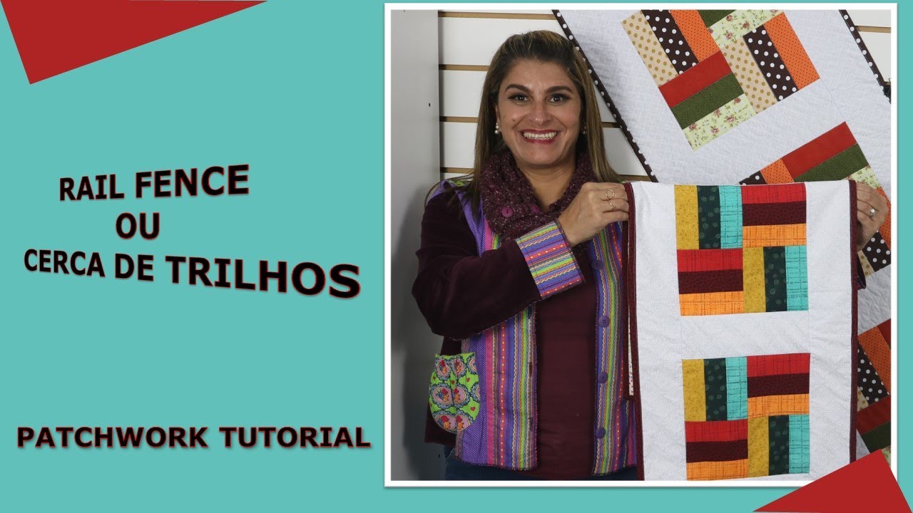 Bloco de Patchwork RAIL FENCE | Aprenda a fazer com tiras/ Patchwork com Roberta Luz