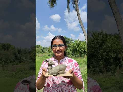মাটি দিয়ে বানালাম মায়ের সঙ্গে ছোট্টো হরিণ ছানা🦌#art #clay #deer #model #shorts #viral #minivlog
