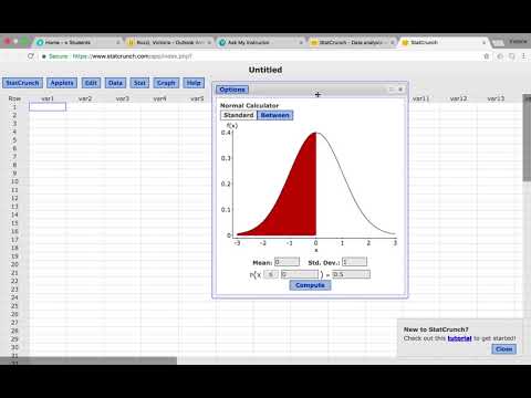 StatCrunch  Finding Area in the Normal Distribution
