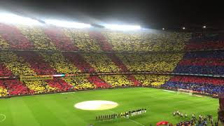 Barcelona v real madrid - amazing atmosphere anthem, mosaic and
catalan independence protest (4k)