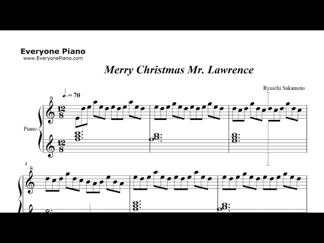 Merry Christmas Mr Lawrence-C Major Nice Version Sheet Music