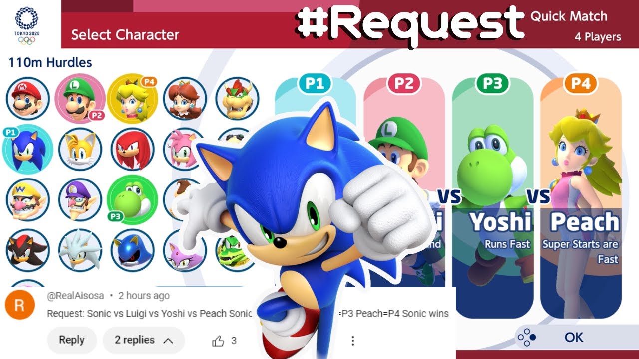 MARIO AND SONIC AT TOKYO 2020 | Gameplay (4 Players) | Sonic VS Luigi VS Yoshi VS Peach