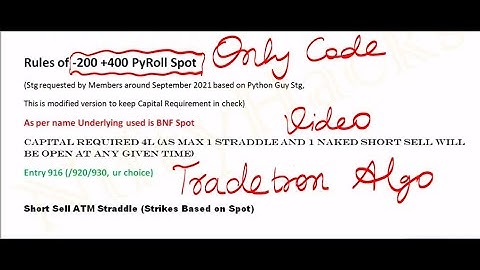 Only Code video of -200 +400 PyRoll Algo Strategy on Tradetron