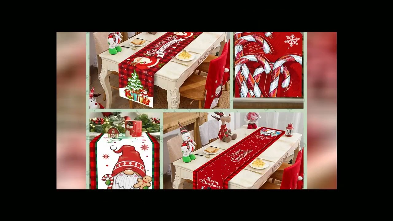Christmas Santa Claus Table Runner Navidad Natal Noel Tree Snowman Table Flag Merry Christmas Decor