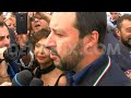 Protesters greet Lega Nord's Matteo Salvini in San Giovanni La Punta