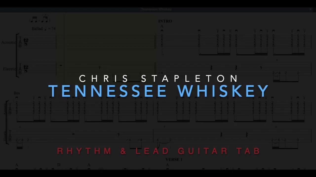 Tennessee Whiskey GUITAR TAB (Chris Stapleton) synced with Studio