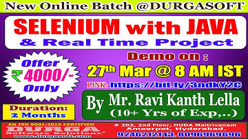 SELENIUM with JAVA Online Training @ DURGASOFT