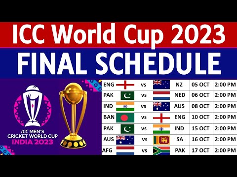ICC World Cup 2023 - Final Schedule | ICC ODI World Cup 2023 Final Fixture | World Cup 2023 Schedule