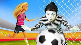 Barbie soccer player teaches Clown - Funny videos