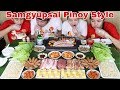 Samgyupsal Pinoy Style,Beef,marinated liempo,regular liempo,lettuce,mushrooms,longanisa,Kimchi atbp