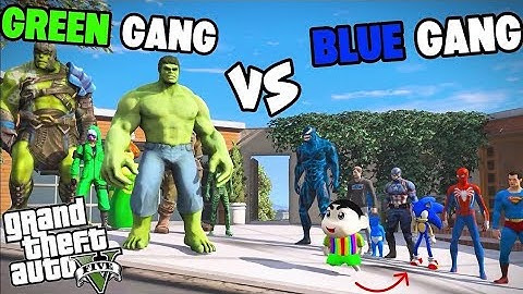 Franklin Green Gang Vs Shinchan Blue Gang Epic Battle In GTA 5! #trending #viralvideos