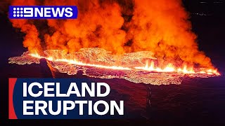 Iceland volcano erupts for a second time | 9 News Australia