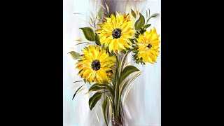 How to paint Sunflowers, Acrylic Floral Painting / Wie malt man Sonnenblumen, Acrylmalerei / V417