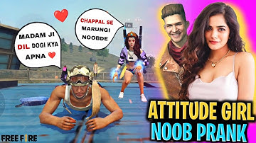 Random Pro ATTITUDE GIRL 😱 Noob Prank 😂Call me Noob,Bot 😡 Must  Watch - Garena Free Fire