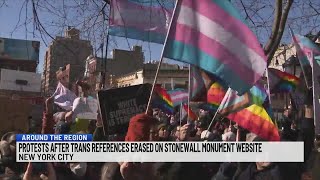 Protests after trans references erased on Stonewall monument website
