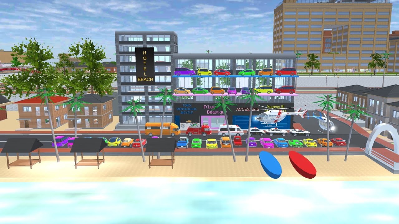 Collection of all Colors of Cars in the Beach 🚘🚖🚙 Sakura School Simulator ❤️🧡💛💙