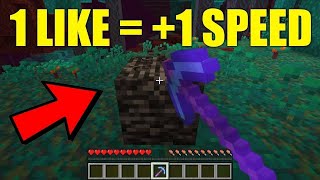 Breaking BEDROCK in Minecraft But EVERY LIKE makes it FASTER (WORLD RECORD 1 YEAR)