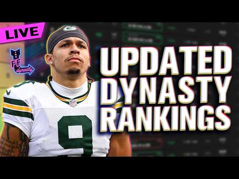 People, Baseball Cap, Shirt. Text: LIVE FF UPDATED DYNASTY RANKINGS 9