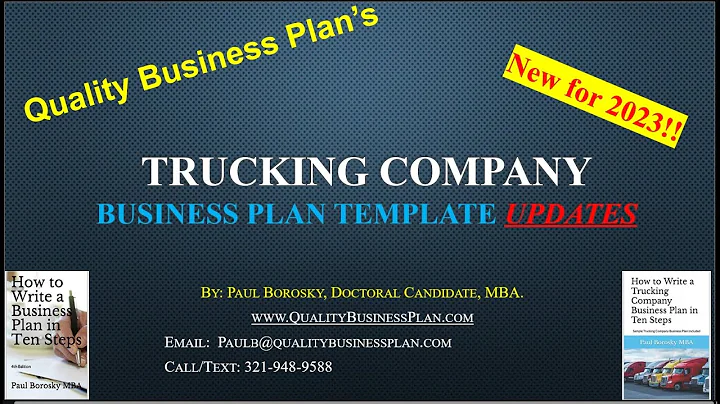 Updated – 2023 - TRUCKING Business Plan Template by Paul Borosky, MBA.