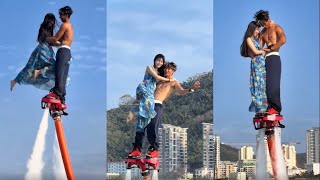 Flyboard ride is so fun😝💃#2767 💦Woman enjoying fly on water #extremesports  #flyboard  