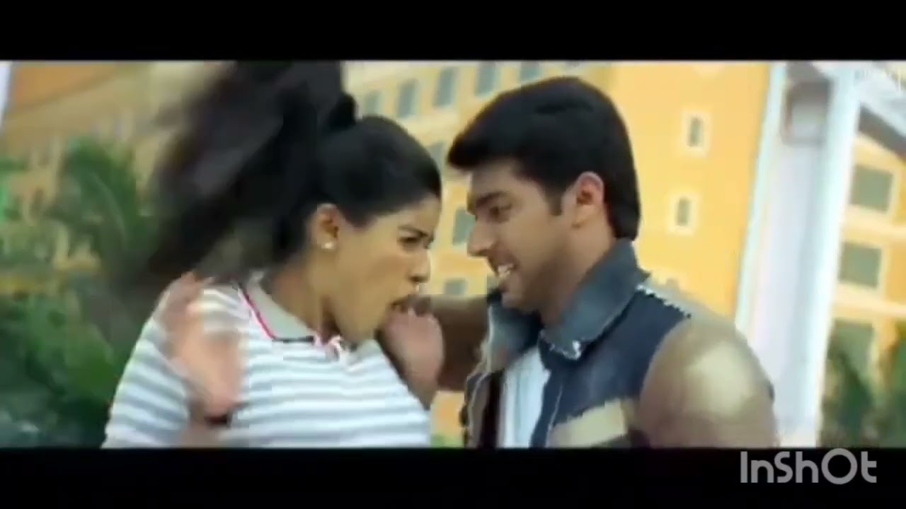 jayam ravi hold and pull asin shot hair ponytail