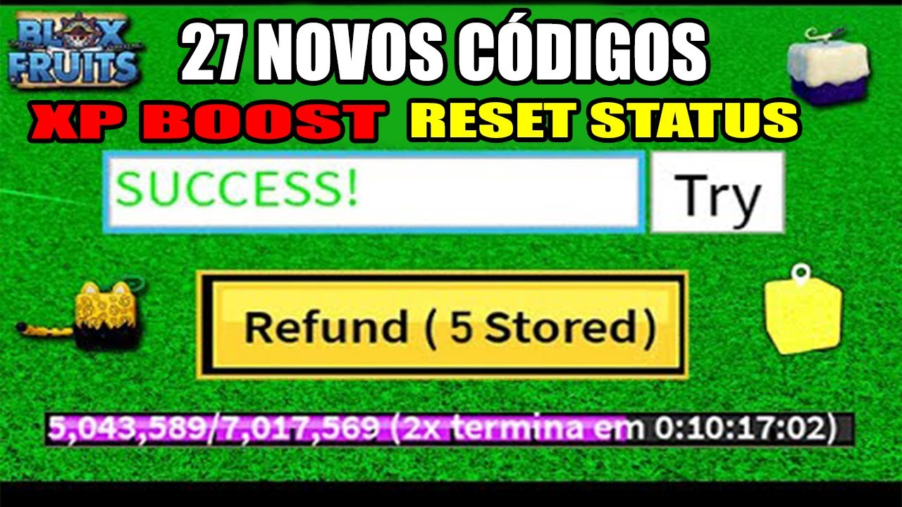 23 CÓDIGOS ATUALIZADOS 2x XP RESET E BELI NO BLOX FRUITS (roblox) 