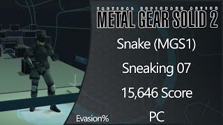MGS2: Substance | PC | Snake (MGS1) | Sneaking | Level 07 | Evasion% | 15646 Score