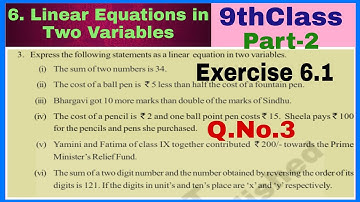 9thClass, Linear Equations in Two Variables, Exercise 6.1, Q.No.3