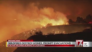 Wildfires destroy homes, force evacuations in california
