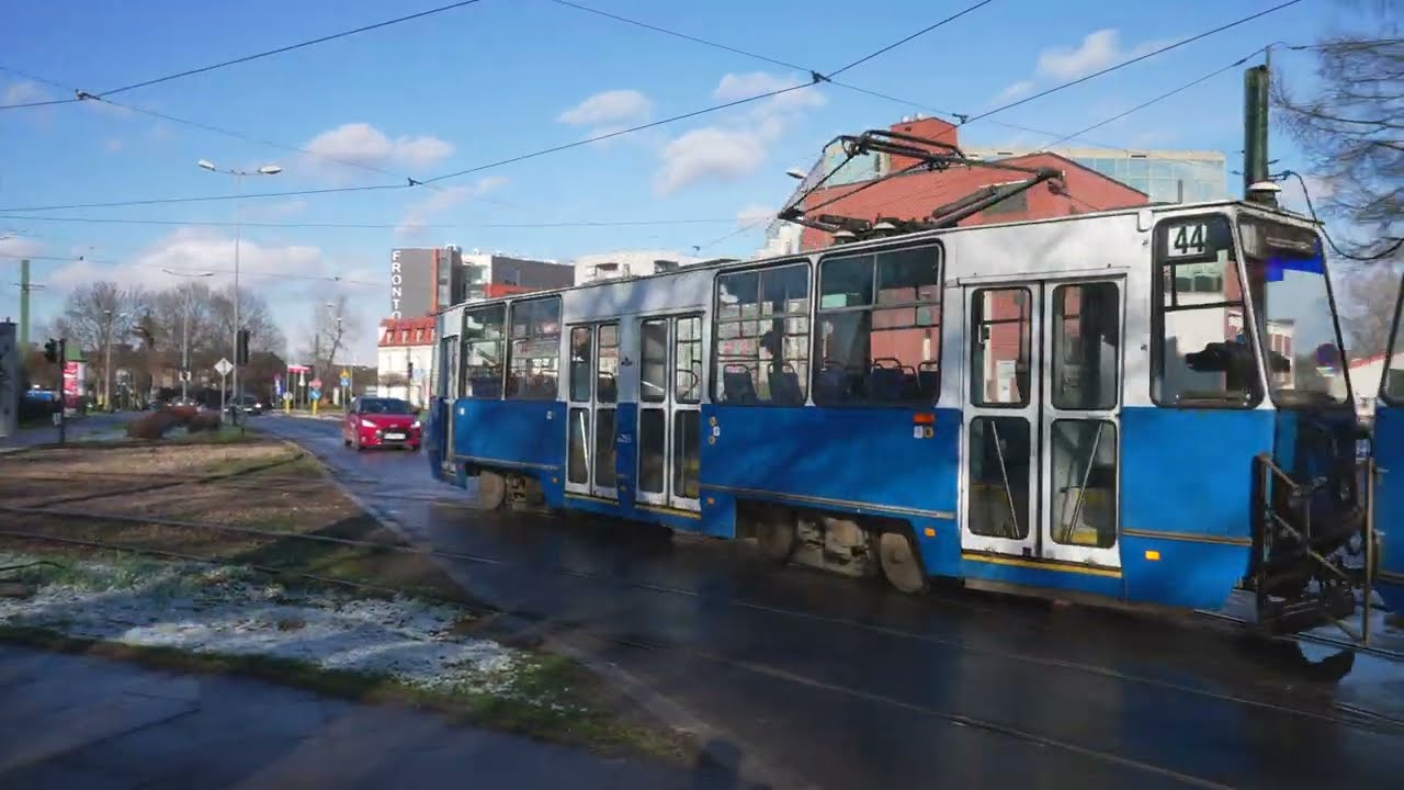 Poland, Kraków, tram 44 ride from Dworzec Towarowy to Kombinat