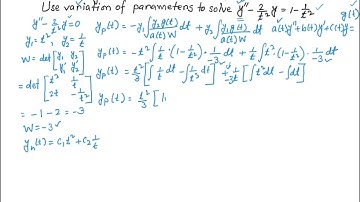 Second order differential equations variation of parameters example 3