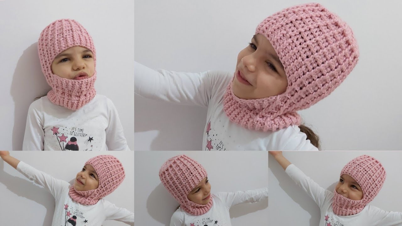 Изготовление лыжной маски вафельной модели со шляпой и шейным воротником | вязать лыжную маску