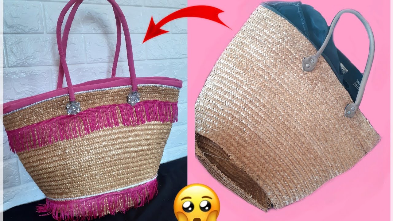 إعادة تدوير قفة 😱 غير صالحة للعمل إلى قفة شيك و أنيقة /تزيين قفة الدوم / DIY