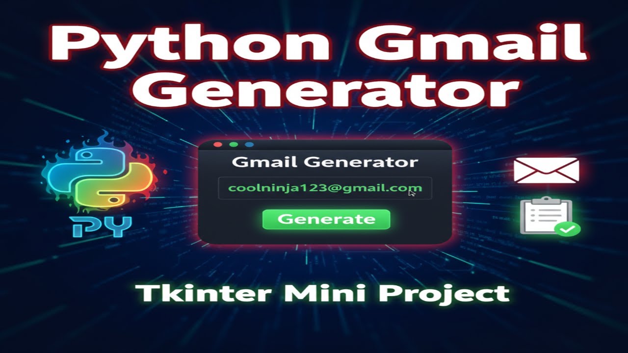 Python Mini Project – Random Email Generator App | Tkinter GUI - YouTube
