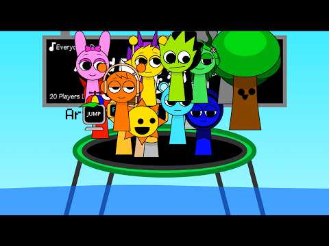 Characters Tries Not to Fall Off the Trampoline! New Sprunki Mod!