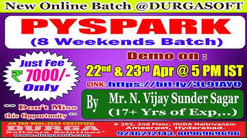 PYSPARK (8 Weekends Batch) Online Training @ DURGASOFT