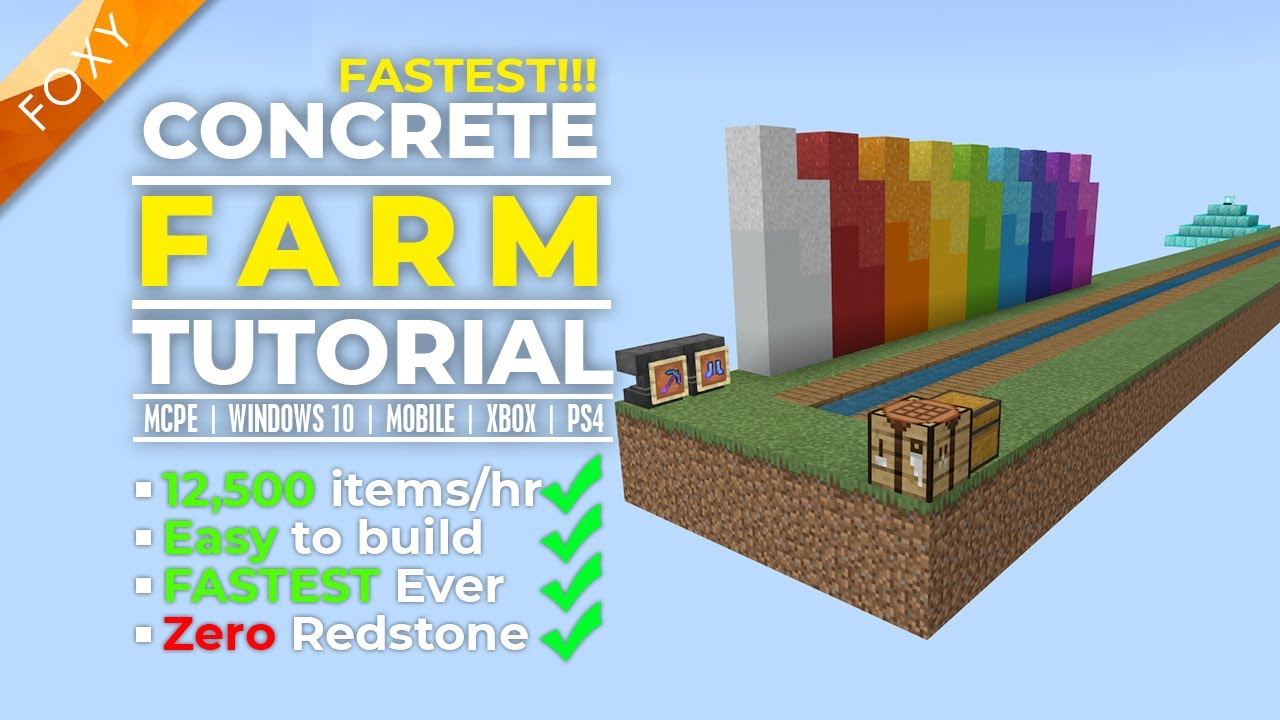 Best Concrete Farm V2 0 Even Faster Minecraft Bedrock