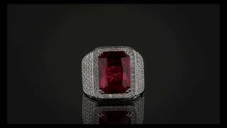 Famous Red Ruby Blood Ring - Mens Iced Flooded Out CZ Real 925 Sterling Silver CZ Red Stone Square Big Ring Net Worth