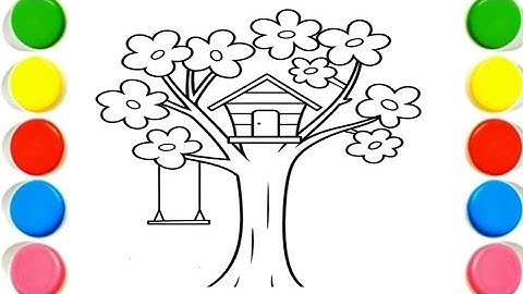 How To Draw A Spring Tree House for Kids and Beginners