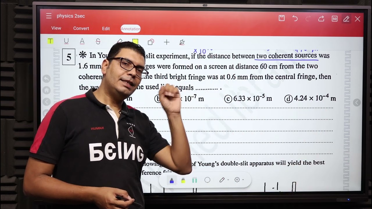 physics 2 sec H.w light interference ch 3 Lesson 3 