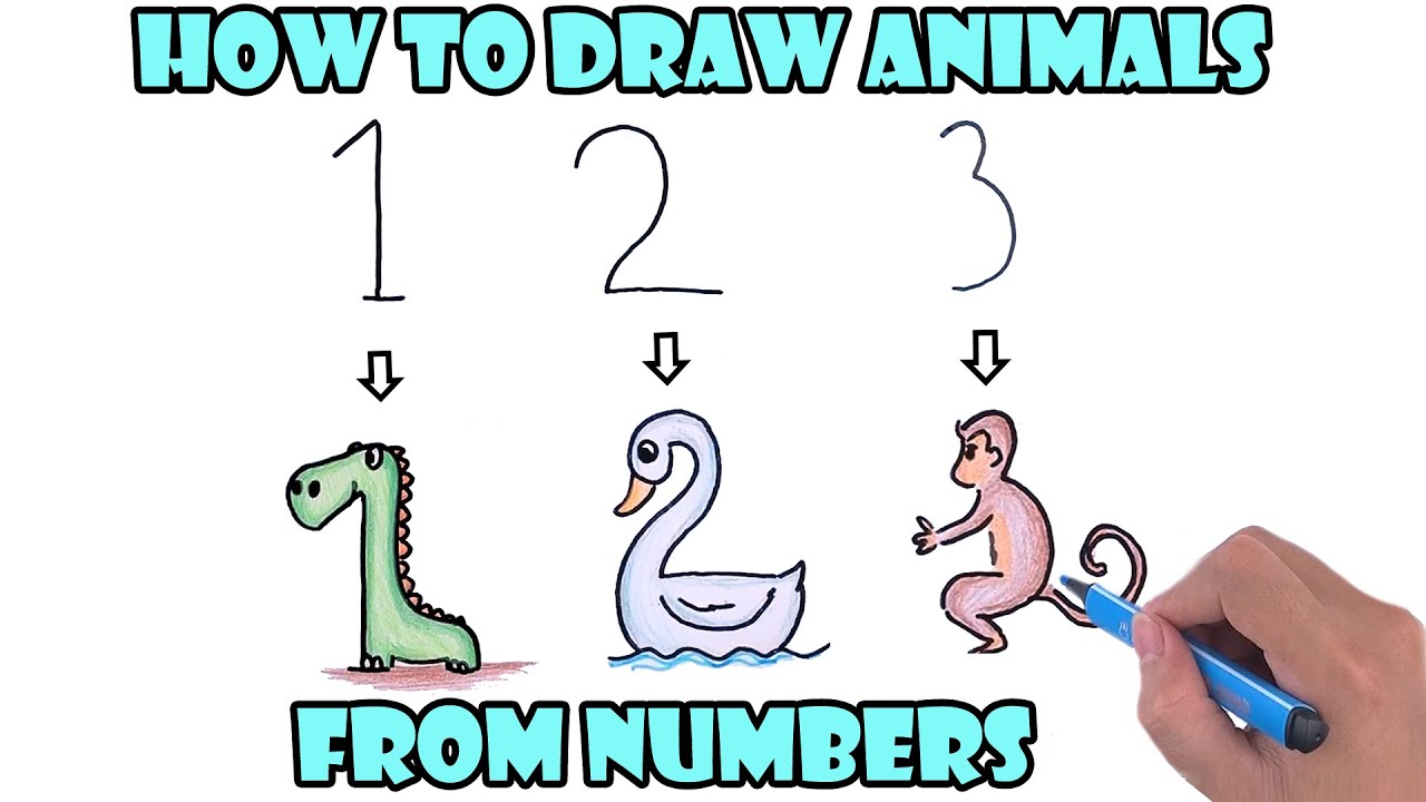 How To Draw Animals From Numbers Easy 6 Drawing From Numbers For Kids 1 6 Youtube