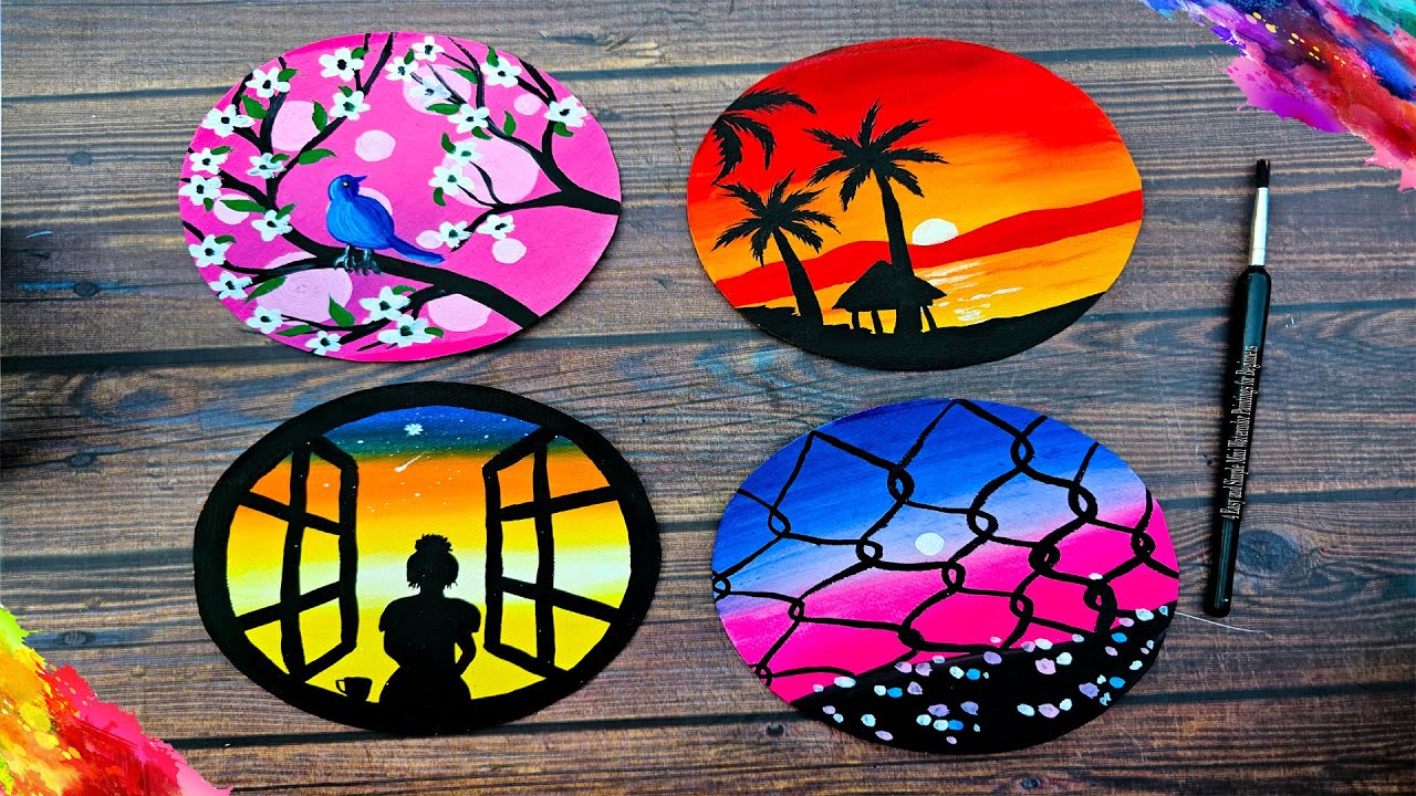 4 Easy and Simple Mini Watercolor Paintings for Beginners YouTube