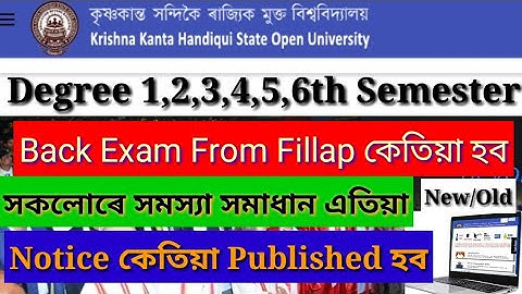 Kkhsou Degree 1_2_3_4_,5_6 Semester Back From Fillap Notice Time Table ll Old ll New Course Students