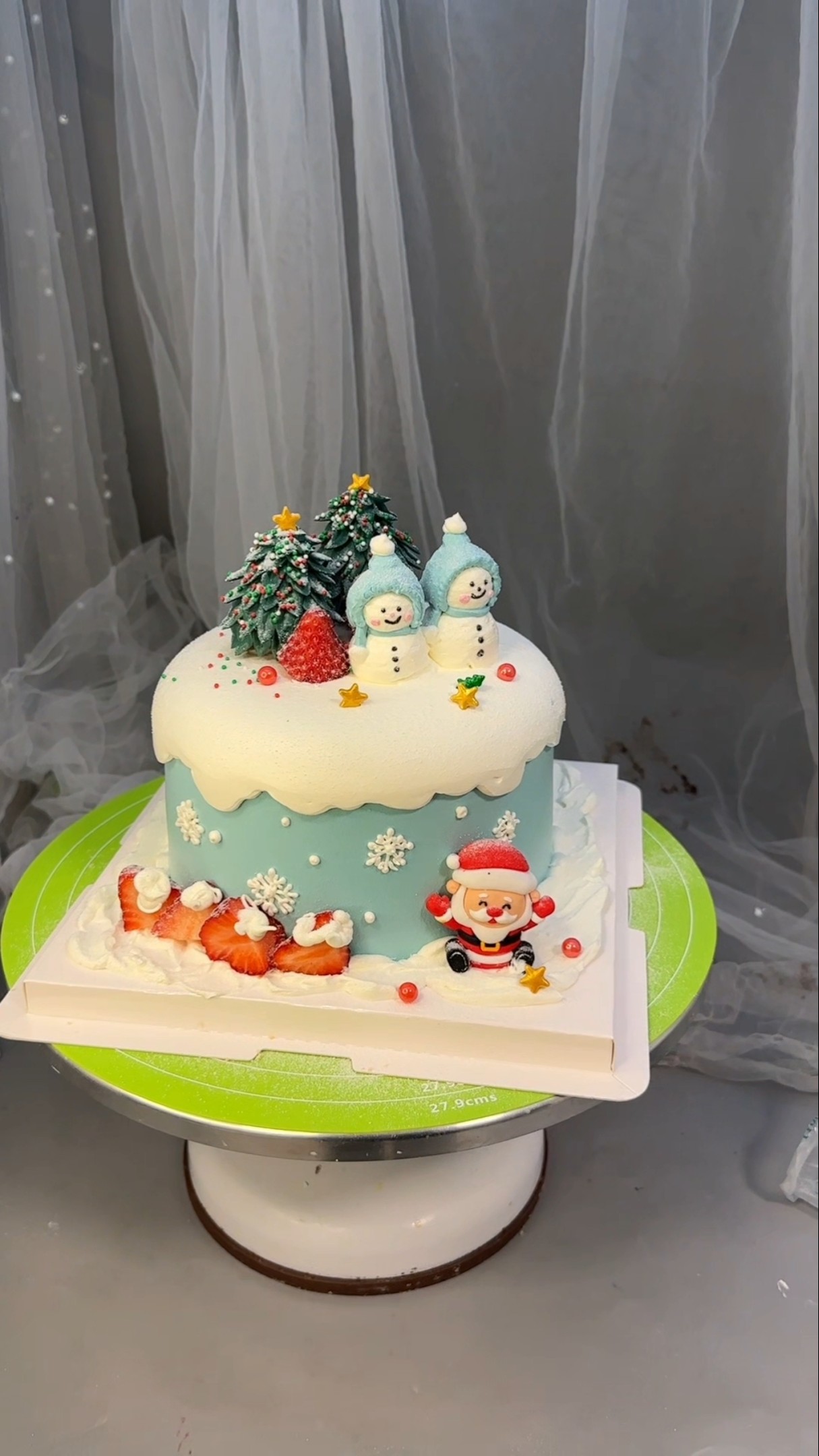 Technical training Production process Hand-in-hand teaching Cake topping Strawberry cake Blue