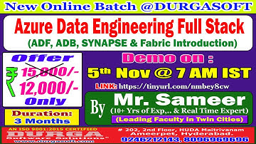 Azure Data Engineering Full Stack Online Training @ DURGASOFT