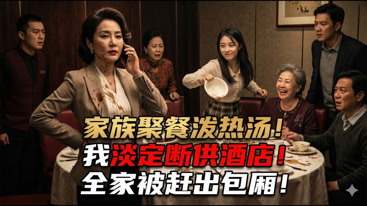 家族聚餐，小姑子故意潑我一臉熱湯，婆婆還笑我不小心。我淡定地給私人銀行打電話：停止對這家酒店的供貨！5分鐘後，全家人被趕出包廂！