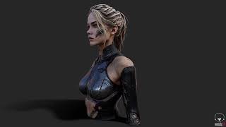 Futuristic Armor Girl High Detail 3D Model